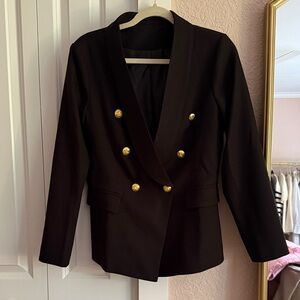 Elegant Black Double-Breasted Women's Blazer